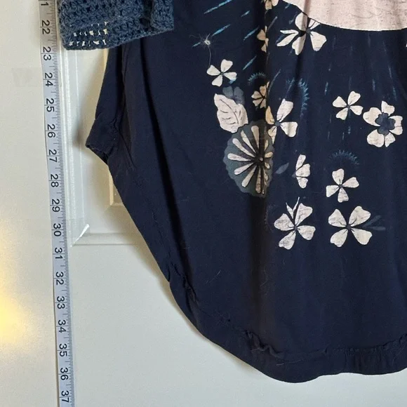 LG- Free People Navy Blue Women's Top with Bird Design - Picture 3 of 10